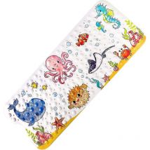 Bath Mat For Kids - (100cm x 40cm) Sea Animal Bath Mat With Xqday 200 Suction Cups Gift - Crea