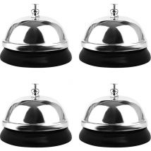 Chrome Service Bell (4 Pack) - 8.5cm / 3.34 Inches Diameter - Metal Silver Call Bell For Hotel Reception Desk, Concierge, Restaurant, Bar, Kitchen