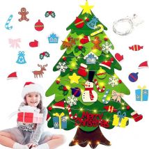 Diy Felt Christmas Tree, Diy Felt Christmas Tree With 30 Tree Toppers Xmas Ornaments And Light String Wall Hanging Felt Tree For Home Xmas Gift Decor