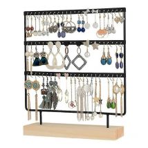 Earring Organizer Holder 3-layer 72 Holes Earring Holder Jewelry Tower With Wooden Base Jewelry Organizer Earring Display Stand Ideal Gifts For Girls