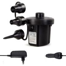 CREA Electric Pump With 3 Nozzles, Inflate And Deflate 2 In 1 Pump With Home And Car Dual Function For Inflatable Mattress And Camping And Inflatable