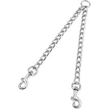 Heavy Duty 2 Way Dog Lead Metal Chain Double Pet Clip Leash Coupler(s 3.0mm50cm Double Leash, Silver) - Crea