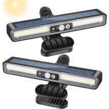 Lampe solaire d'extérieur à clipser avec détecteur de mouvement, 36 led, 2 modes, applique murale solaire pour clôture, garage, jardin, lot de 2 –