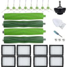 Lot de 21 pièces de rechange compatibles avec Irobot Roomba E5 E6 I6 I6+ I4 I4+ I7 I7+ I8+ Plus Plus Filtre Hepa Bru Roller Accessoires de