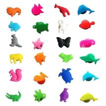 Lot de 24 marqueurs pour verres à vin en silicone avec animaux terrestres marins et breloques pour verres à boisson, étiquettes d'identification,