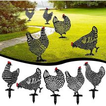 Metal Chicken Garden Metal Stakes, Hollow Garden Animal Ornament - Crea