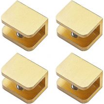 Pack Of 4 Glass Clamp, No-drill-on-glass Glass Holder Shelf Bracket Clip Support (for 10mm-12mm Glass, Gold) - Crea