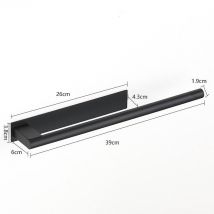 Porte-serviettes de salle de bain sans perçage en acier inoxydable 304, porte-serviettes adhésif à double bras, support mural - Noir - Crea