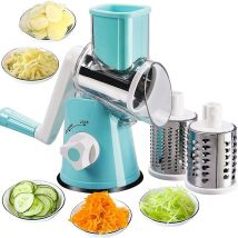 Rotary Hand Vegetable Grater,multi-function Drum Grater,with 3 Stainless Steel Blades(blue) - Crea
