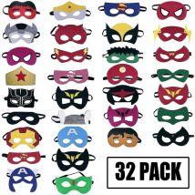 Superhero Masks Party Favors For Kid (32 Packs) Felt And Elastic - Crea