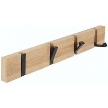 Crea - Wall Coat Rack With 4 Retractable Hooks, Wall Coat Rack For Hanging Coats, Scarves, Handbags And Others, Natural