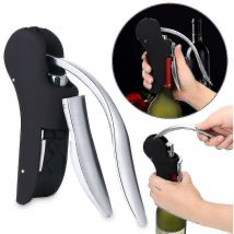 Wine Opener - Black Vertical Lever Corkscrew With Foil Cutter - Crea