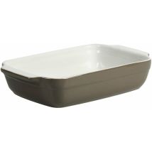 Crealys 512728 - Teglia Da Forno Ovale In Ceramica, Con Manici, 25 X 15 X 5 Cm, Colore: Grigio Talpa