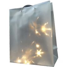 CREATIV home 3D PVC Tasche Sterneffekt 16 x 9 x 21 cm & 10er LED Lichterkette