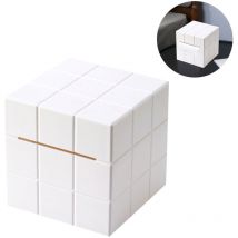Creative Cube Tissue Box Storage Paper Box Tissue Box Cover - Support carré décoratif pour mouchoirs en papier avec fond