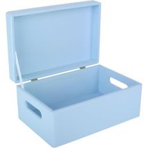 Holz Aufbewahrungsbox Mit Griffen 30 X 20 X 14 Cm – Blau