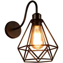 Stoex - Creative Diamond Wall Lights Antique Retro Wall Light Industrial Wall Light Iron Metal Wall Sconce Black