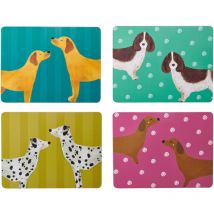 Creative Tops - Juego de 4 manteles Individuales rectangulares con diseño de Perro, Parte Trasera de Corcho, Resistentes al Calor, Resistentes a Las