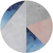 Geometrico palette stampato rotonda di tovagliette, 29 cm (set of 4), sughero, blu/grigio, 29 x 29 x 0.5 cm - Creative Tops