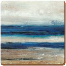 Motivo: oceano Premium-Sottobicchieri con base rinforzata in sughero e legno, colore: blu, 6 pezzi - Creative Tops