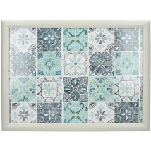 Plateau à rôtir rembourré, 44 x 34 cm, motif carreaux, couleur Blanc et turquoise - Creative Tops