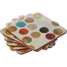 Retro Spot-Sottobicchieri in Sughero, in Legno, Colore: Multicolore, 6 Pezzi - Creative Tops