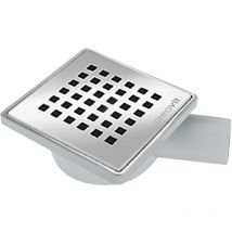 Creavit - Bodenablauf pvc mit Edelstahlgitter Abgang horizontal 150 x 150 mm DN50