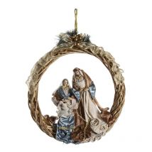 Dkd Home Decor - Crèche de Noël couronne bleue dorée 30 x 5 x 30 cm 50 x 10 x 57 cm