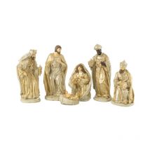 Paris Prix - Crèche de Noël Design '6 Santons' 30cm Or
