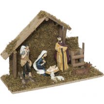 Crèche de Noël lumineuse 5 microLED avec 7 Santons - Feeric Christmas