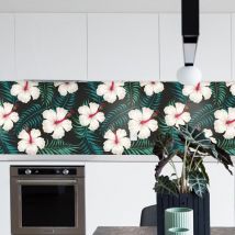 Crédence à coller Hibiscus Blanche 200 x 50 cm