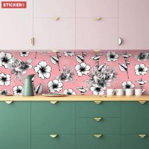 Crédence à coller Hibiscus Vintage 300 x 40 cm