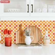 Crédence Adhésive Art Ronds Orange 200 x 50 cm
