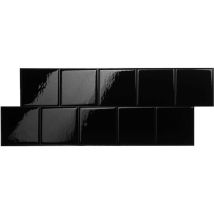 Crédence Adhésive, Effet Carrelage Mural Céramique Noire, x2 xl, 56.62 x 20.9cm Smart Tiles Square Berlin - Sticker pour Cuisine et Salle de Bain