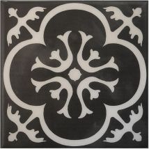Crédence Adhésive, Effet Carrelage Mural Noir et Blanc x4, 19.69 x 19.69cm Smart Tiles Vintage Girona Nera - Sticker pour Cuisine et Salle de Bain