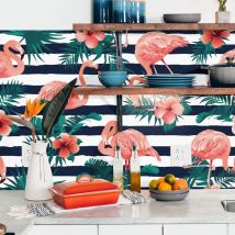 Stickerdecofr - Crédence Adhésive Flamant Scandinave 400 x 50 cm