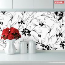 Stickerdecofr - Crédence Adhésive Jardin Monochrome 300 x 50 cm