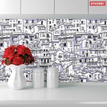 Stickerdecofr - Crédence Adhésive Maisons Provençales 200 x 40 cm