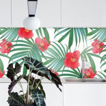 Crédence Adhésive Palmier Hibiscus 100 x 50 cm