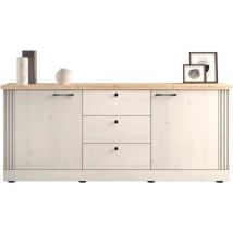 Calicosy - Credenza 2 Ante E 3 Cassetti Decorazione Rovere Cadiz E Bianco Meringa L211 Cm - Country