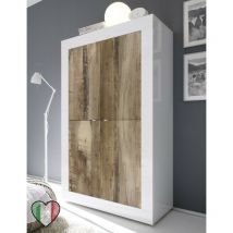 Credenza 4 ante bianco laccato lucido / Pero - Basic