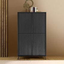 Credenza 4 ante linea Mito finitura Nero Frassinato - Nero