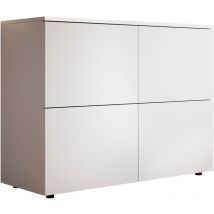 Credenza 4 ante Madia Soggiorno Stile Scandinavo Mobiletto Sala da Pranza Buffet Cucina 90x68x34cm Modello Zoel Bianco Finitura Opaca
