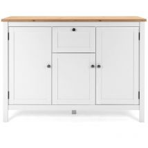 Finori - Credenza a 3 ante 1 cassetto L120 cm bianca et effetto legno