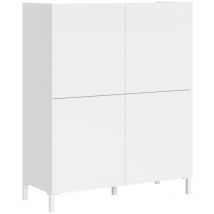 Bob Gardens - Buffet haut 4 portes 90x35x110 cm Solaria blanc brillant