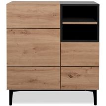 Finori - Credenza alta a 2 ante e 1 vano L80 cm - Decorazione legno e nero