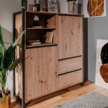 Argonauta - Credenza Alta L120xp40xh140 Denver51 Colore Quercia Antracite