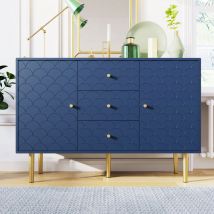 Credenza Armadietto 3 Cassetti, 2 Ante Scala di Pesce Ripiano Anteriore Regolabile per Sala da Pranzo, Cucina, Camera da Letto, 120x40x82cm