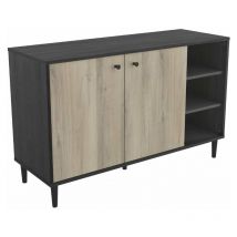 Demeyere - Credenza Arty 2 ante 3 ripiani in rovere colore Kronberg e nero 70x110x39 cm