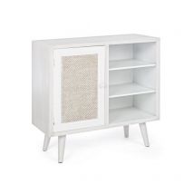 Iperbriko - Credenza avec porte et trois étagères Blanc 66x30x h64,5 cm